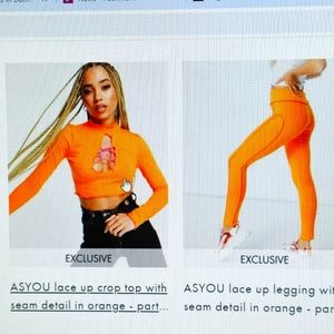 Lace up crop top set with seam detail